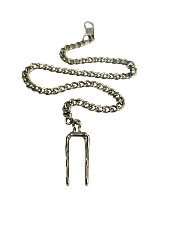 Mid-Century Silver Belt Hook Pocket Watch Chain. … - image 4