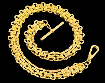 Pendentif Chaîne De Montre De Poche Vintage - Ton Argent/or, 14 Pouces, Neuf Avec Boîte