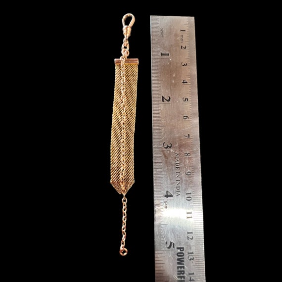 C. 1930’s Mesh Watch Fob with Lanyard Clasp - Gold Filled Watch Fob Signed Peerless - Vintage Gold Filled Watch Chain - Vest Clip Watch Fob View 6