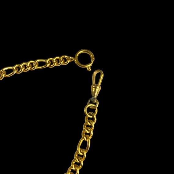 Antique Gold Metal Pocket Watch Chain Charm Brace… - image 7