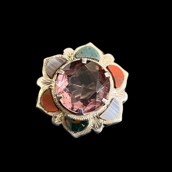 Victorian Scottish Agate Brooch. Sterling Silver … - image 1