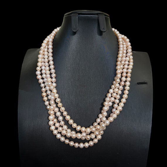 72” Long Pink Pearl Necklace. Extra Long Pearl Ne… - image 3