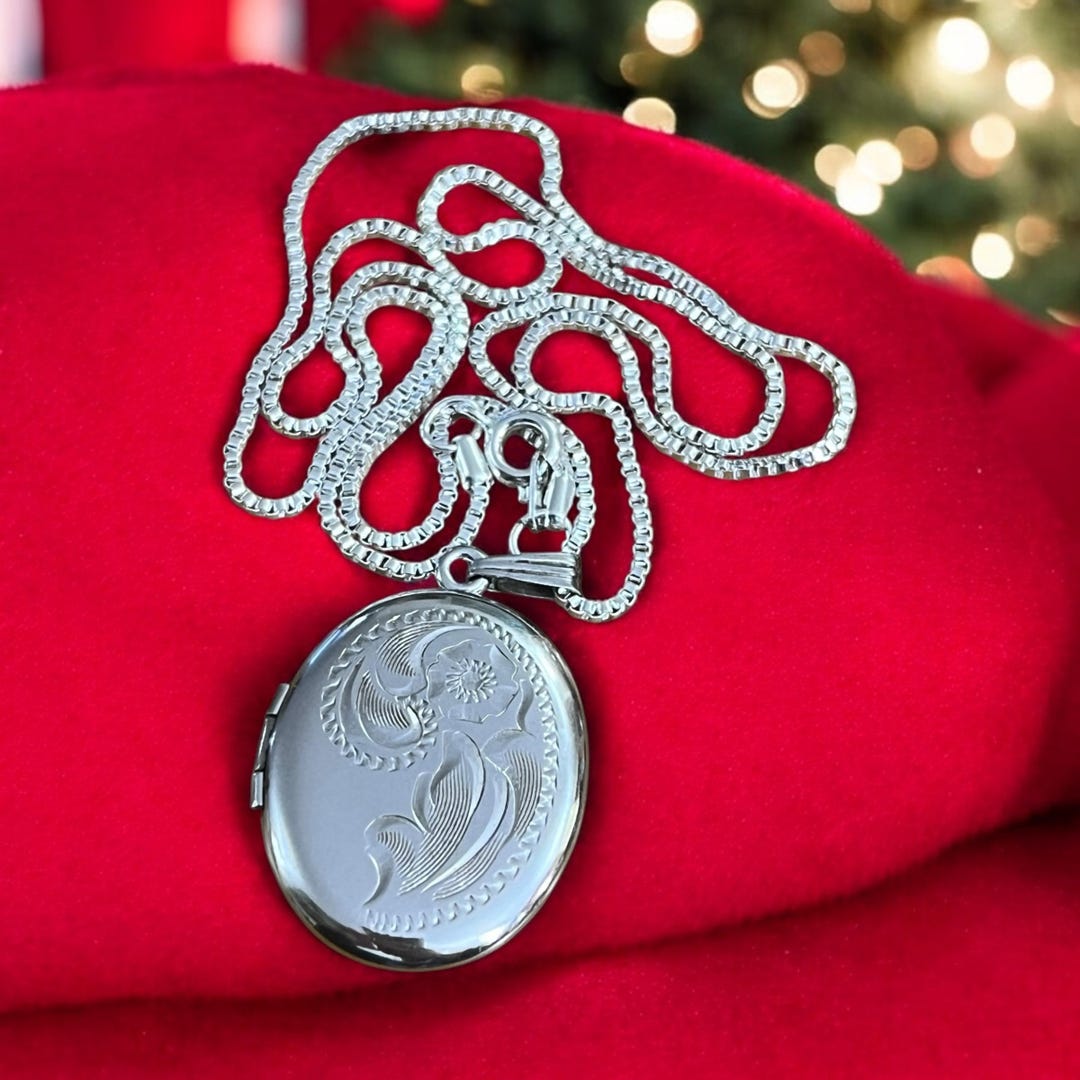 Engraved Sterling Silver Oval Locket C. 1960’s - Vintage Sterling ...