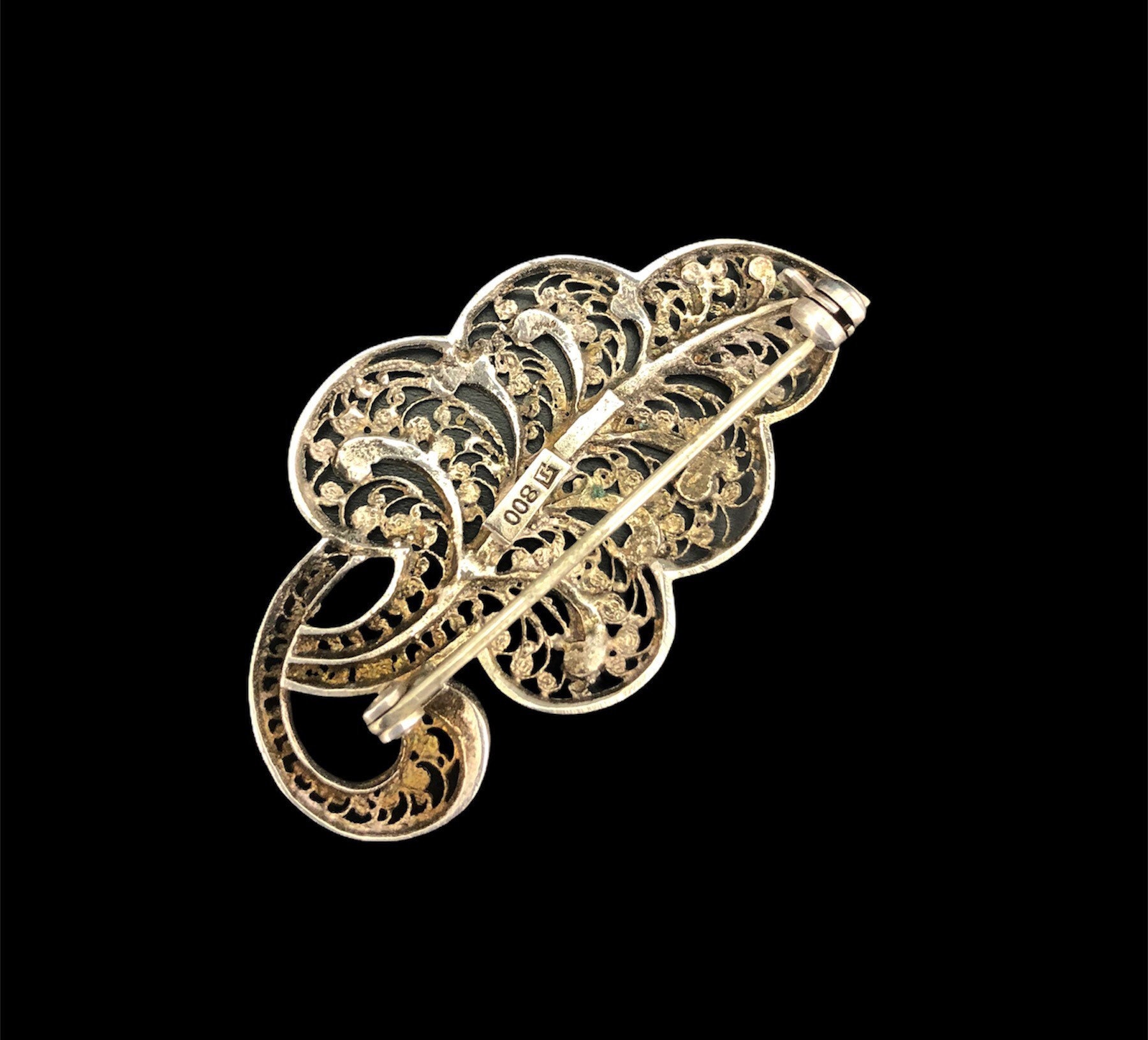 SUPER JOLIE BROCHE Filigrane Avec Pierres En Forme De Figue ! Environ 1880 ! EUR 45,38 - FR