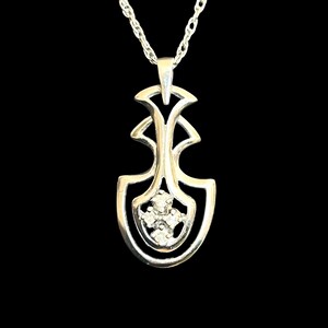 Diamond and White Gold Pendant on Chain - 14K White Gold Diamond Necklace - 14K Diamond Cluster Necklace - 16” 14K White Gold Chain image 3