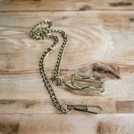 Mid-Century Silver Belt Hook Pocket Watch Chain. … - image 5