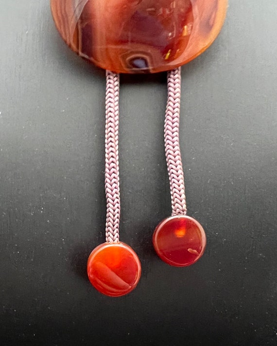 Rare Carnelian Carved Bola Bolo Tie. Purple Brown… - image 5