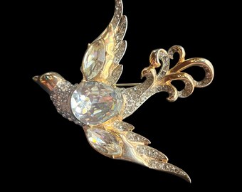 C. 1940's Rare Coro Rhinestone Swallow Brooch - Extremely Rare