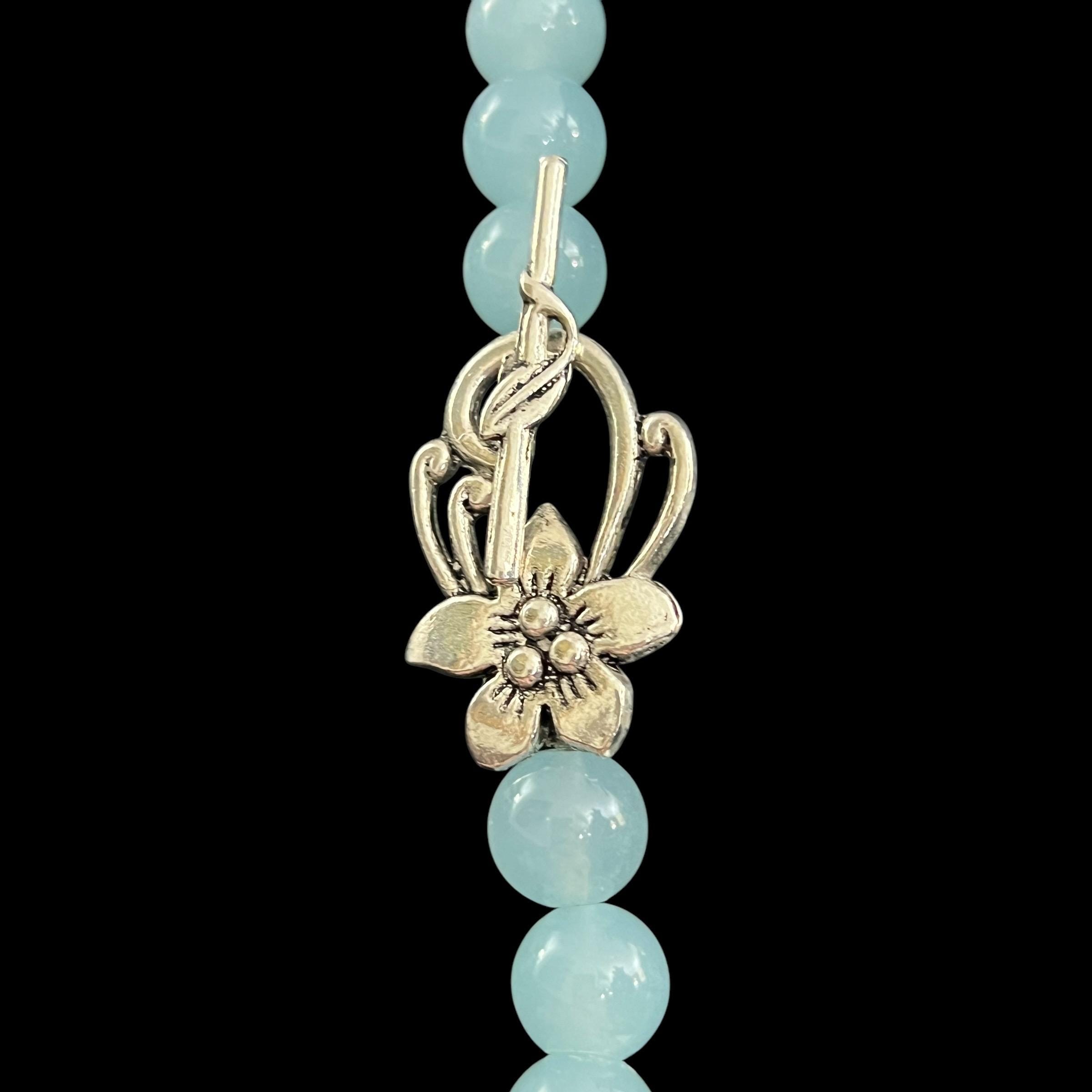 Vintage Blue Rock Crystal Necklace - Handmade Quartz Crystal
