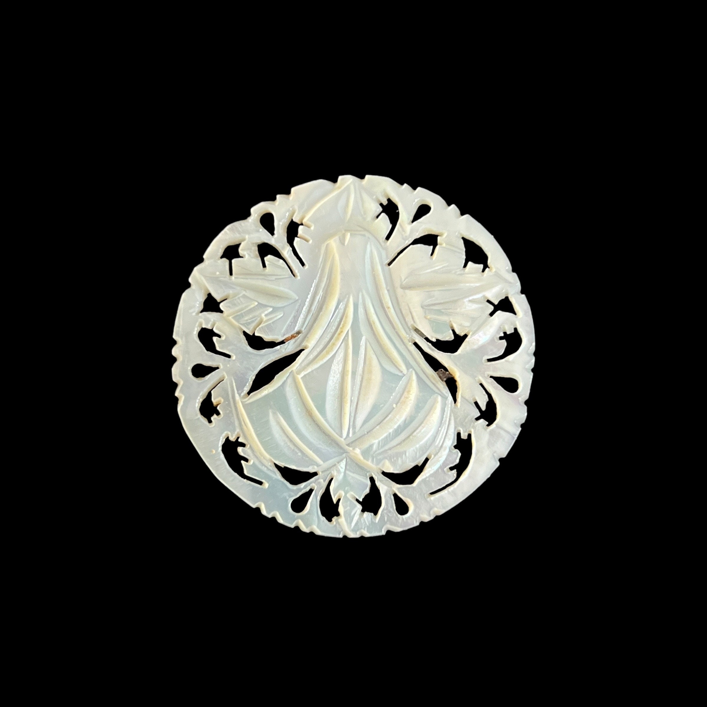 Vintage Mother of Pearl Flower Brooch - Carved Mother of
