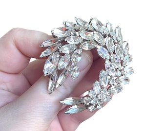 1950’s Sherman Wreath Brooch - Canadian Gustave Sherman Floral Spray Brooch - Mid-Century Rhinestone Brooch - Swarowski Crystal Brooch