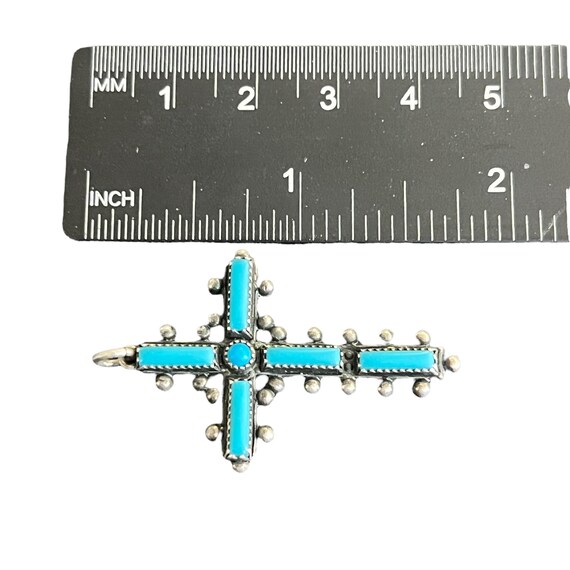 Native American Turquoise Cross Pendant. Bell Tra… - image 8