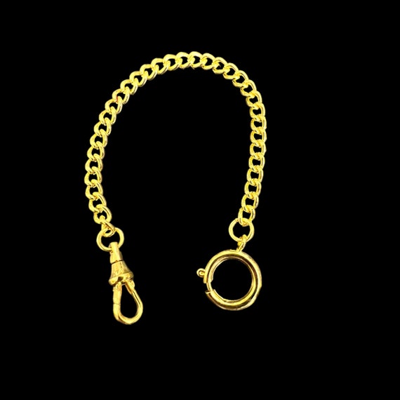 Vintage Gold Metal Pocket Watch Chain Charm Brace… - image 3