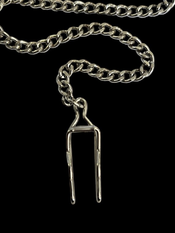 MidCentury Silver Belt Hook Pocket Watch Chain. Silv… Gem