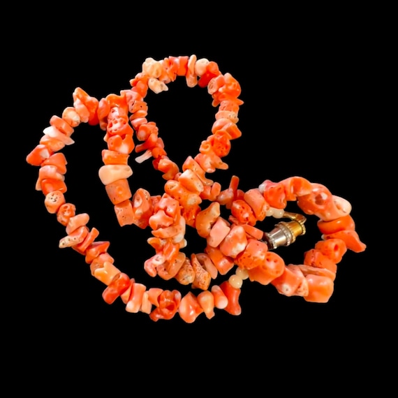 Vintage Coral Necklace - Vintage Pink Coral Necklace - Vintage Coral Choker Necklace - Genuine Coral Necklace - Orange Coral Necklace