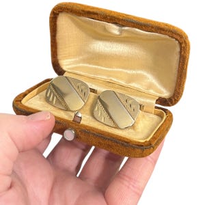 Gilt Sterling Silver Cufflinks - Engraved Silver Cufflinks - Gold Plated Silver Cuff Links - Vintage Cufflinks - Rectangular Cufflinks