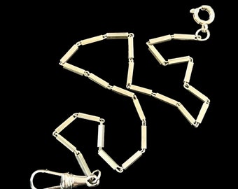 13.7” Art Deco Pocket Watch Chain / Antique Watch Chain. Silver Watch Chain Necklace. Silver Pocket Watch Chain. Silver Bar Chain Necklace.