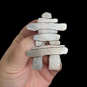 Sterling Silver Inukshuk Brooch - Vintage Silver Inuk Inukshuk Brooch - KPR 925 Inukshuk Pin - Inuit Inukshuk Brooch - Canadian Inuit Brooch