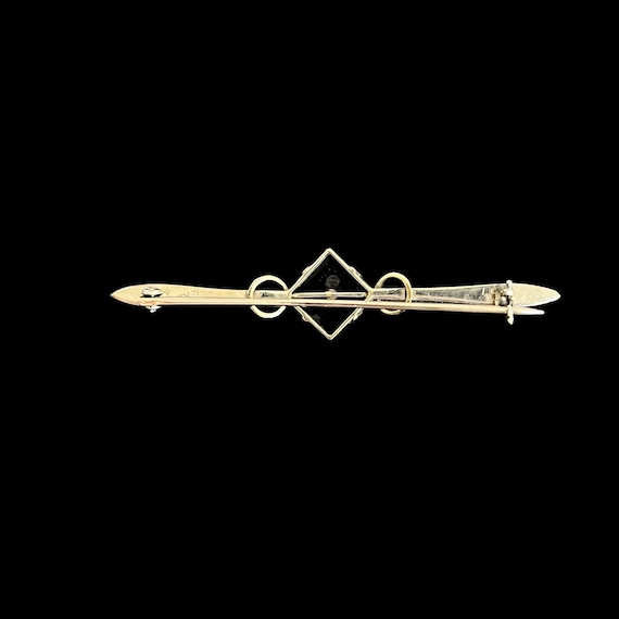 18K Art Deco Pearl Bar Brooch - Art Deco 18K Whit… - image 6