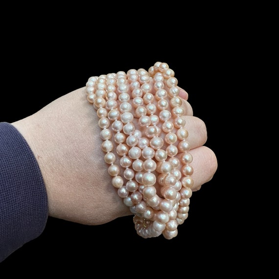 72” Long Pink Pearl Necklace. Extra Long Pearl Ne… - image 2