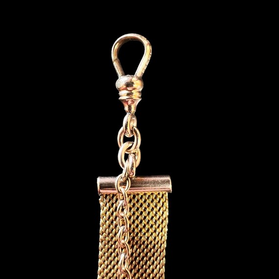 C. 1930’s Mesh Watch Fob with Lanyard Clasp - Gold Filled Watch Fob Signed Peerless - Vintage Gold Filled Watch Chain - Vest Clip Watch Fob View 3