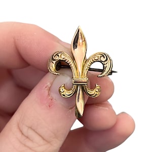 Victorian Gold Filled Fleur de Lys Watch Fob with Hook and Pin - Antique Watch Fob - Victorian Fob Pin - Fleur de Lys Pin - Pocket Watch Fob