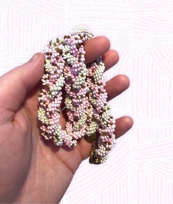 Lovely Pastel Braided Beaded Seed Bead Handmade Vi
