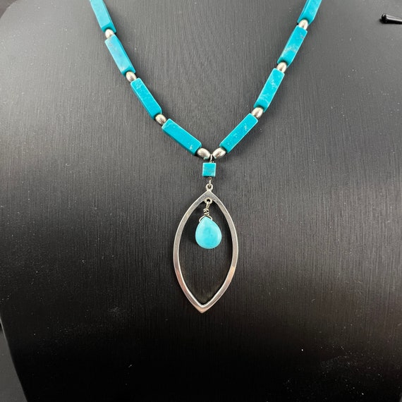 F2G Navajo Turquoise Howlite Necklace. Sterling S… - image 6