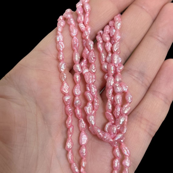 31” Pink Pearl Necklace. Pink Rice Pearl Necklace… - image 2
