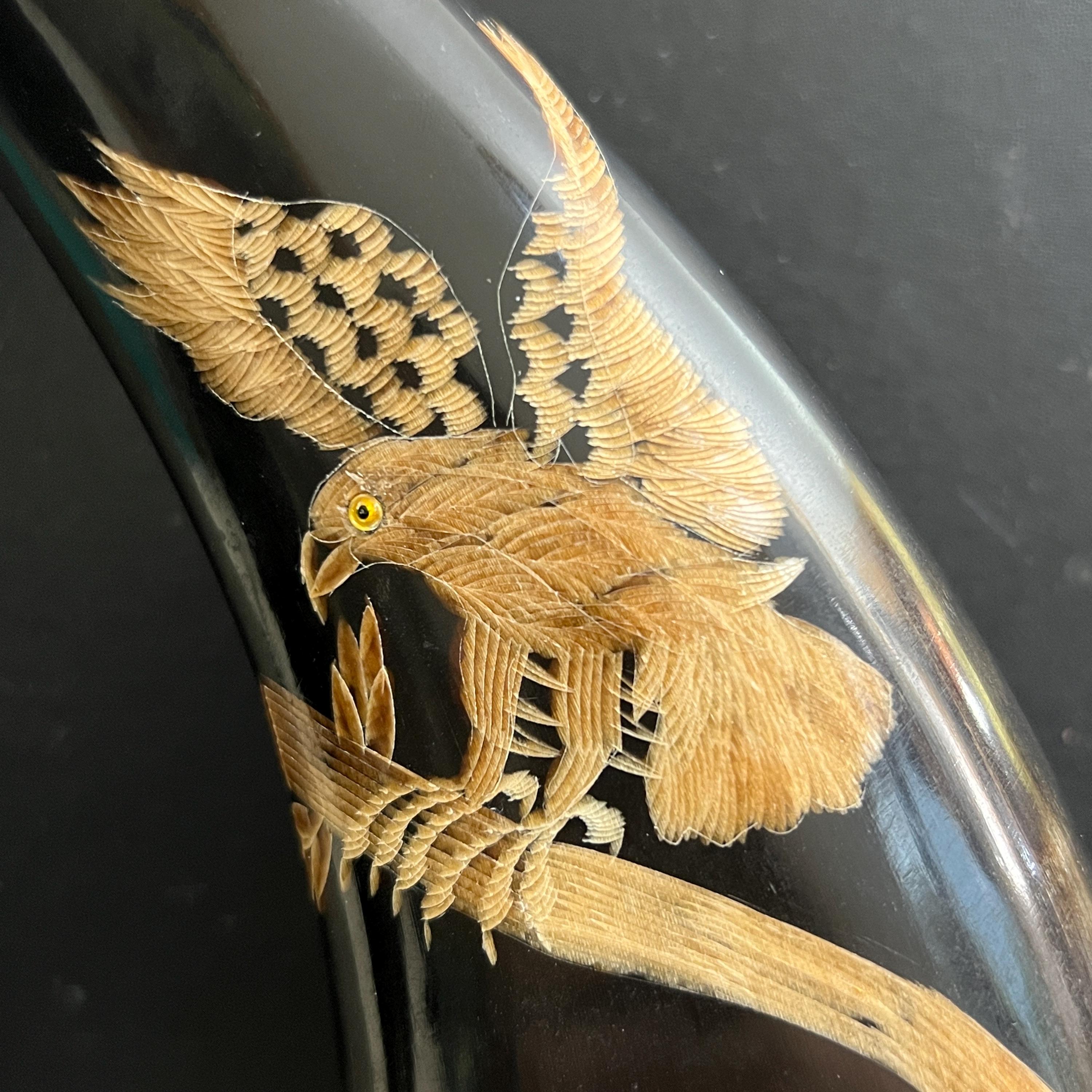 水牛の角彫刻民藝鷲アメリカ