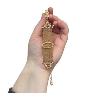 Long Victorian Watch Fob with Chain - Antique Watch Fob - Gold Filled Victorian Watch Fob - W & SB Pocket Watch Fob - Mesh Watch Fob