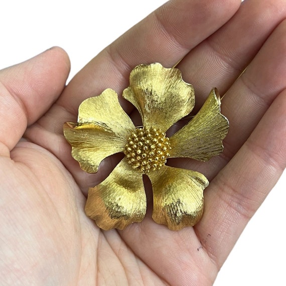 Rare Marcel Boucher Gold Flower Brooch. Vintage Boucher Flower