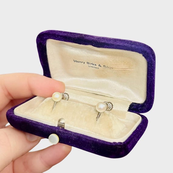 14K White Gold Pearl Earrings - White Gold Screw Back Earrings - 14k Pearl Earrings - Screwmount White Gold Earrings - Vintage Gold Earrings