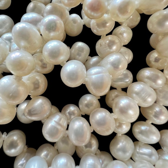 64” Long White Pearl Necklace. Extra Long Pearl N… - image 4