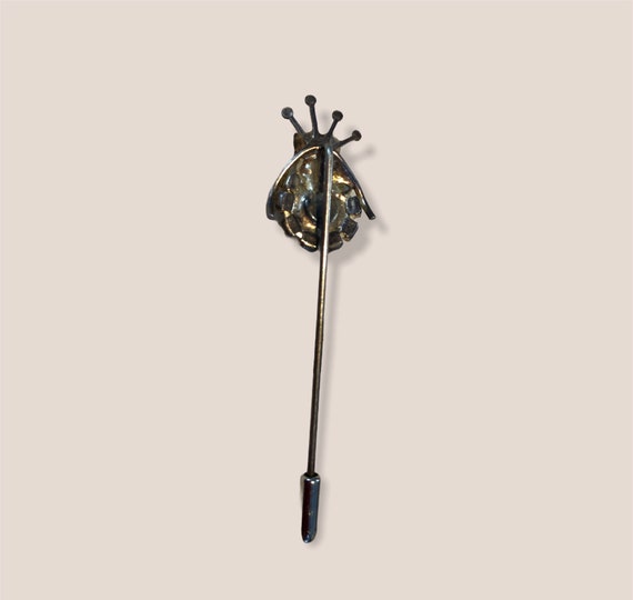 Cute Fly Insect Rhinestone Stick Pin. Silver Meta… - image 5