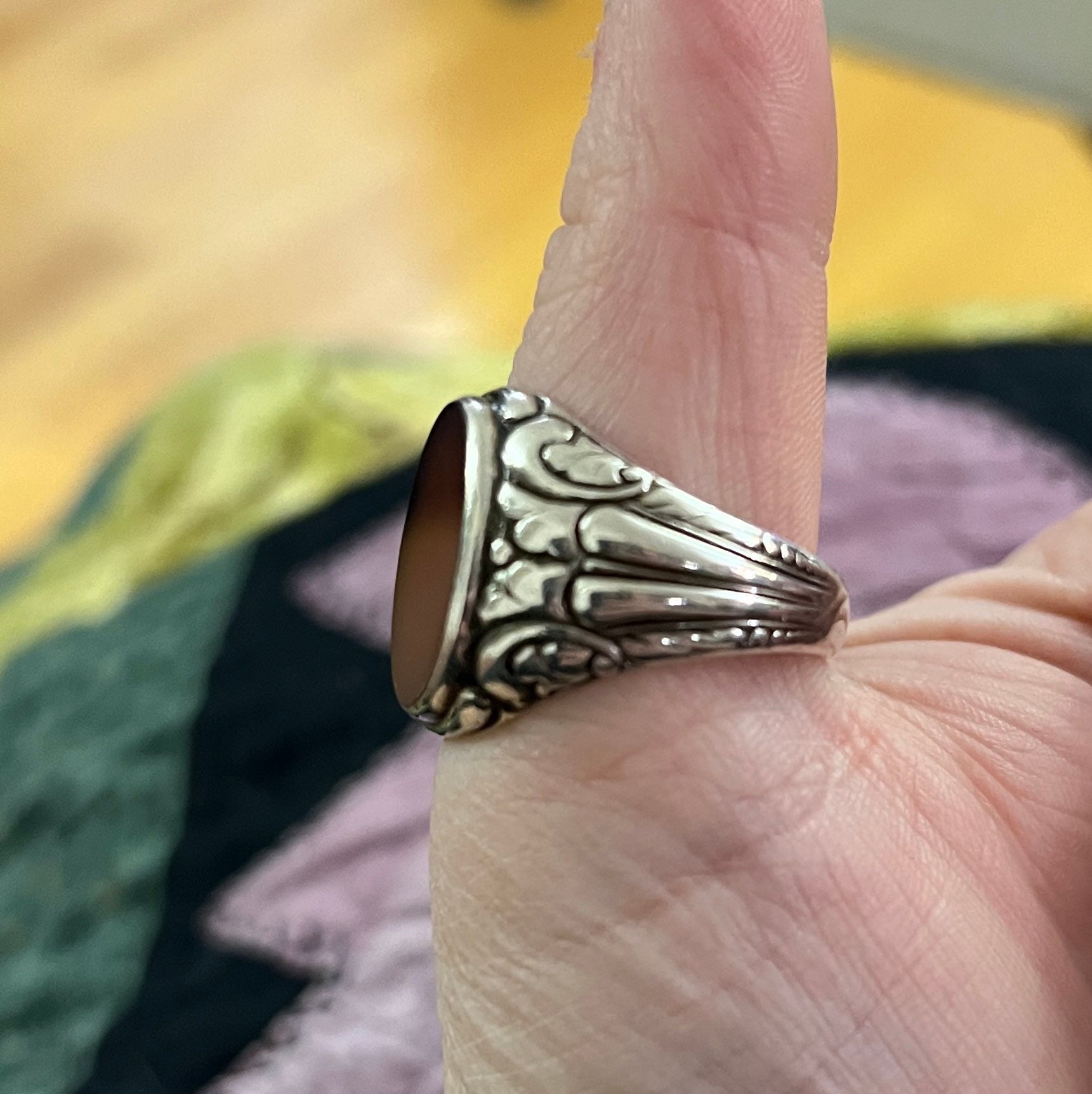 Art Nouveau Carnelian Silver Signet Ring - Antique 835