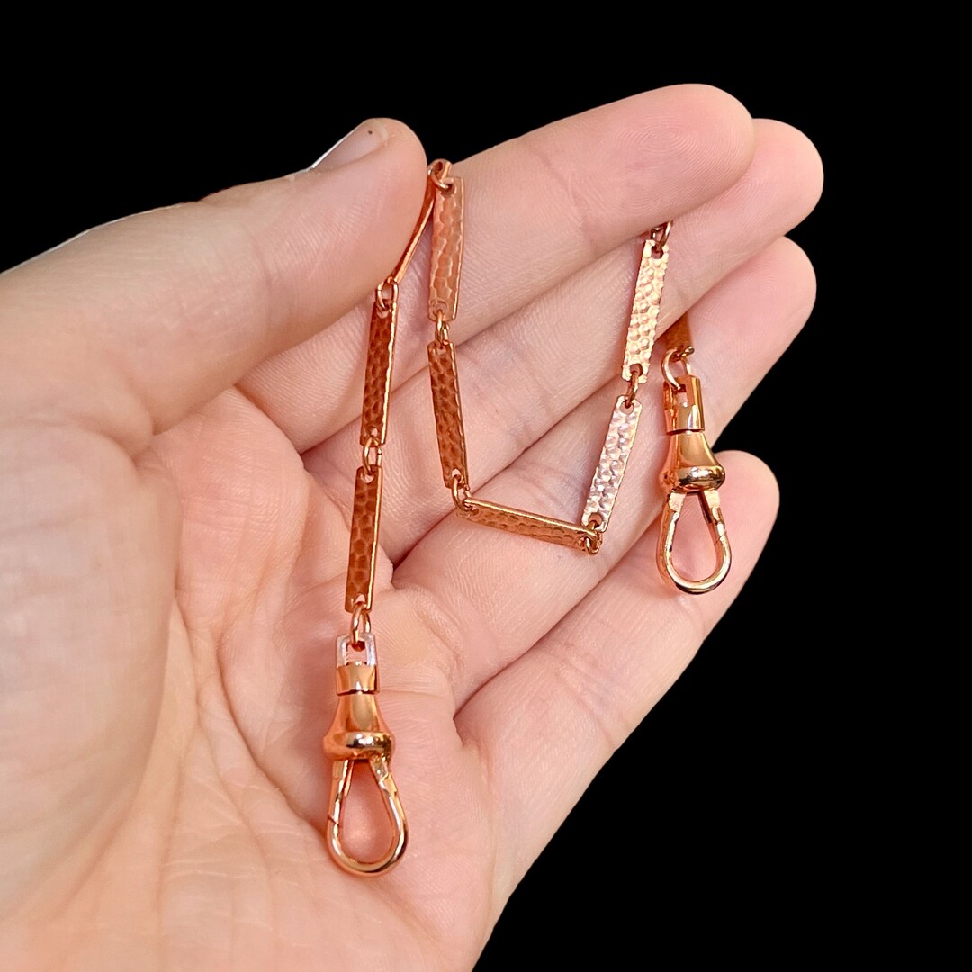 9.25 Hammered Copper Pocket Watch Chain Charm Bracelet. - Etsy