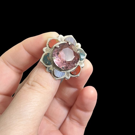 Victorian Scottish Agate Brooch. Sterling Silver … - image 8