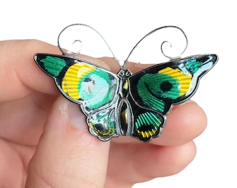 David-andersen Blue Enamel Butterfly Brooch - Norway - Guilloche