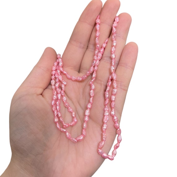 31” Pink Pearl Necklace. Pink Rice Pearl Necklace… - image 1
