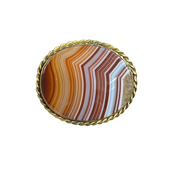 Victorian Scottish Agate Brooch - Antique Scottish Agate Brooch - Victorian Gilt Silver Agate Brooch - Antique Scottish Wedding Accessory