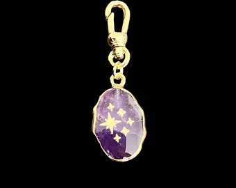 Amethyst Star Watch Fob / Amethyst Charm / Amethyst Spinner Fob / Amethyst Watch Fob / Amethyst Swivel Watch Fob.