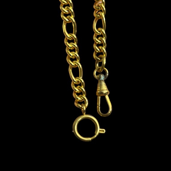 Antique Gold Metal Pocket Watch Chain Charm Brace… - image 4