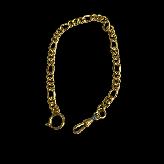 Antique Gold Metal Pocket Watch Chain Charm Brace… - image 6