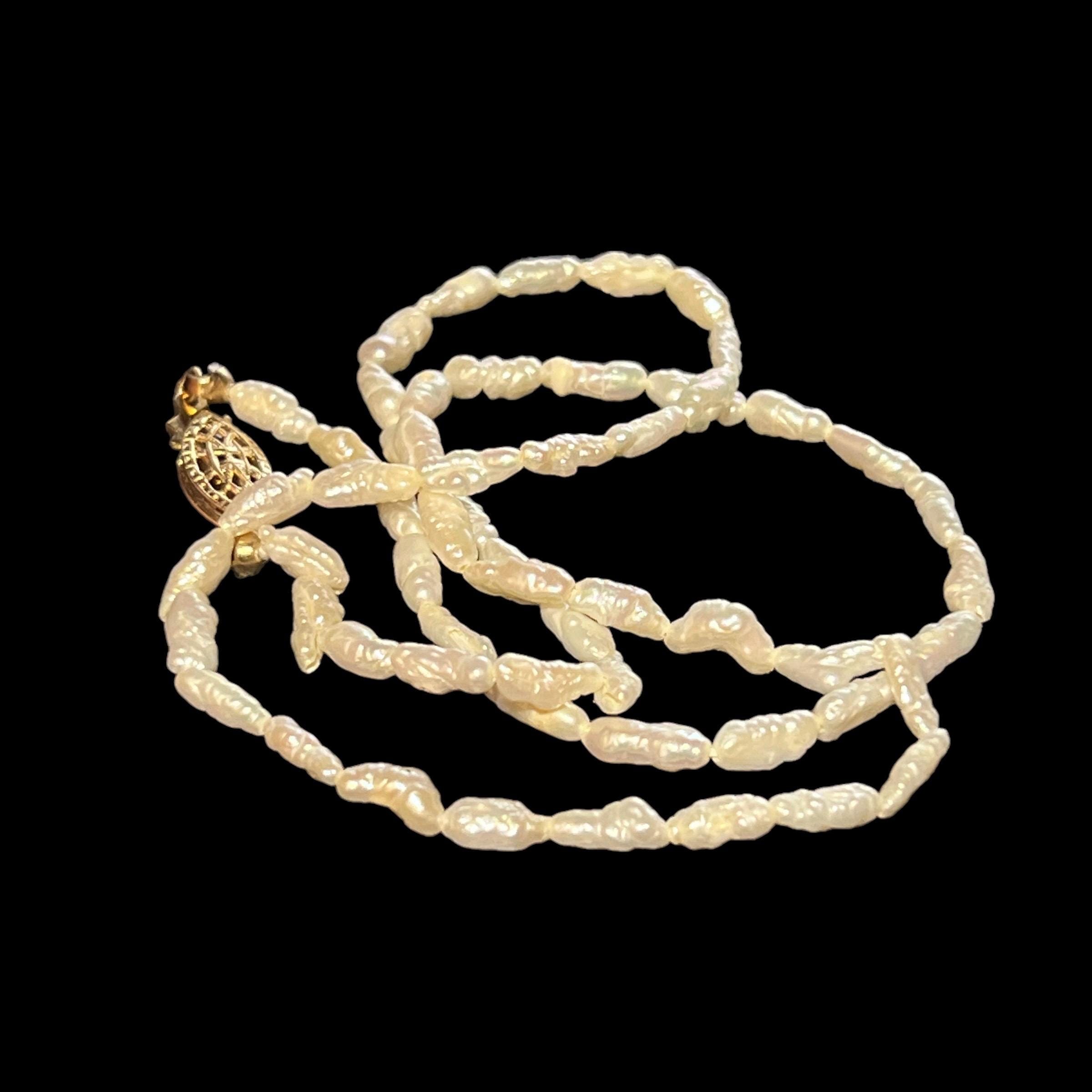 ブレスレット LESS IS MORE 14K Goldfield Rice Pearl Necklace 16” Rice Pearl Necklace With 14K Gold Filled Clasp - Vintage