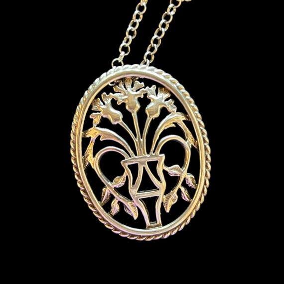 Sterling Silver Scottish Thistle Pendant Necklace - Scottish Thistle Sterling Silver Necklace - Silver Thistle Pendant - Thistle Bouquet