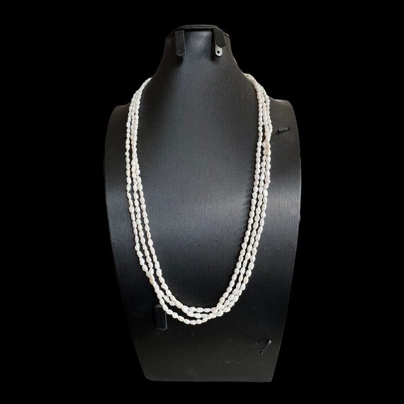 24” Rice Pearl Toursade Necklace. Bronze Tone Cla… - image 6