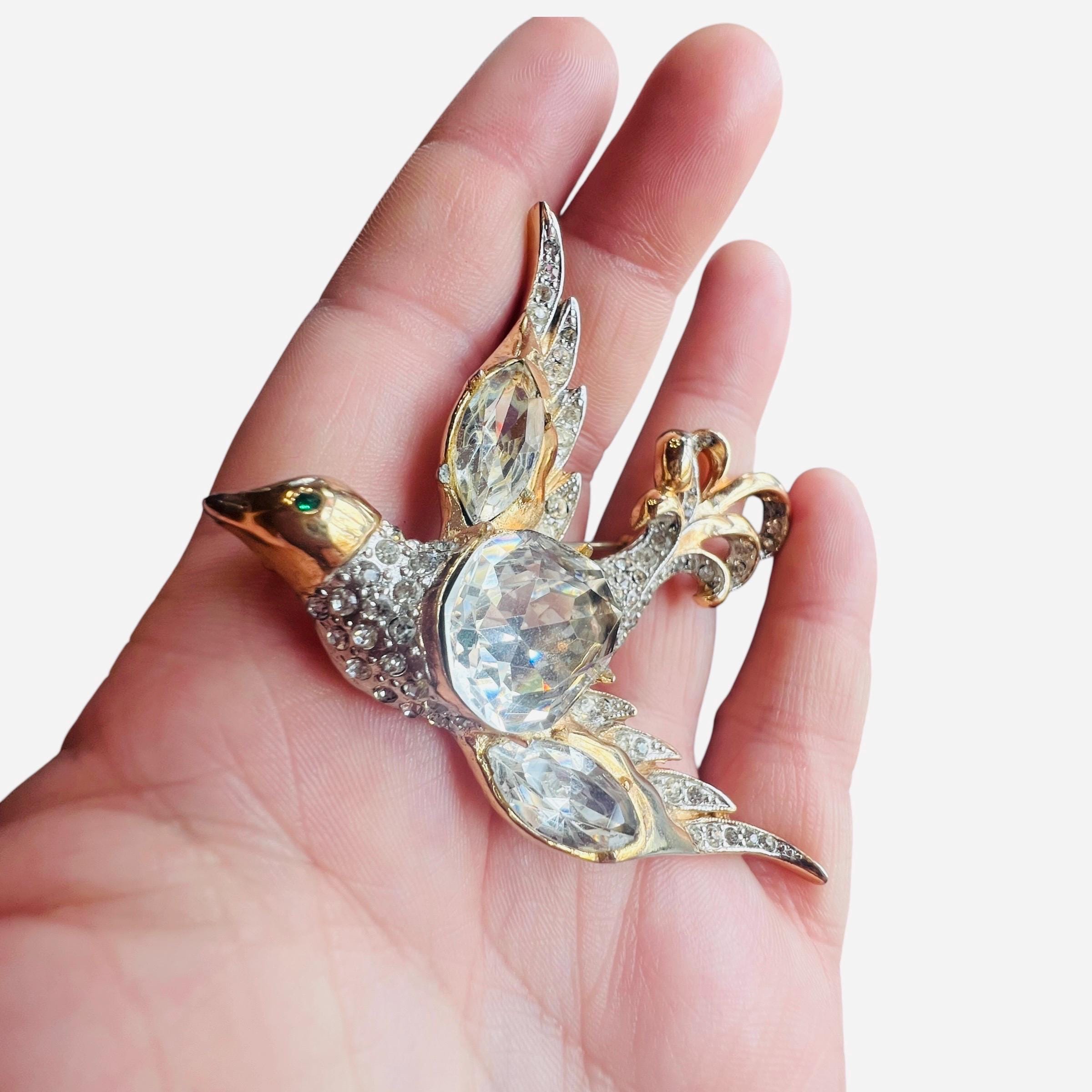 C. 1940's Rare Coro Rhinestone Swallow Brooch - Extremely Rare