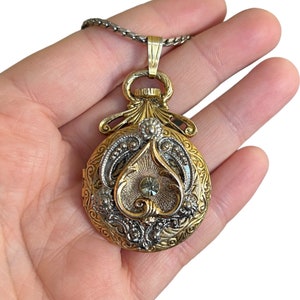 Pocket Watch Style Locket on Chain - Large Watch Shaped Locket - Large ...