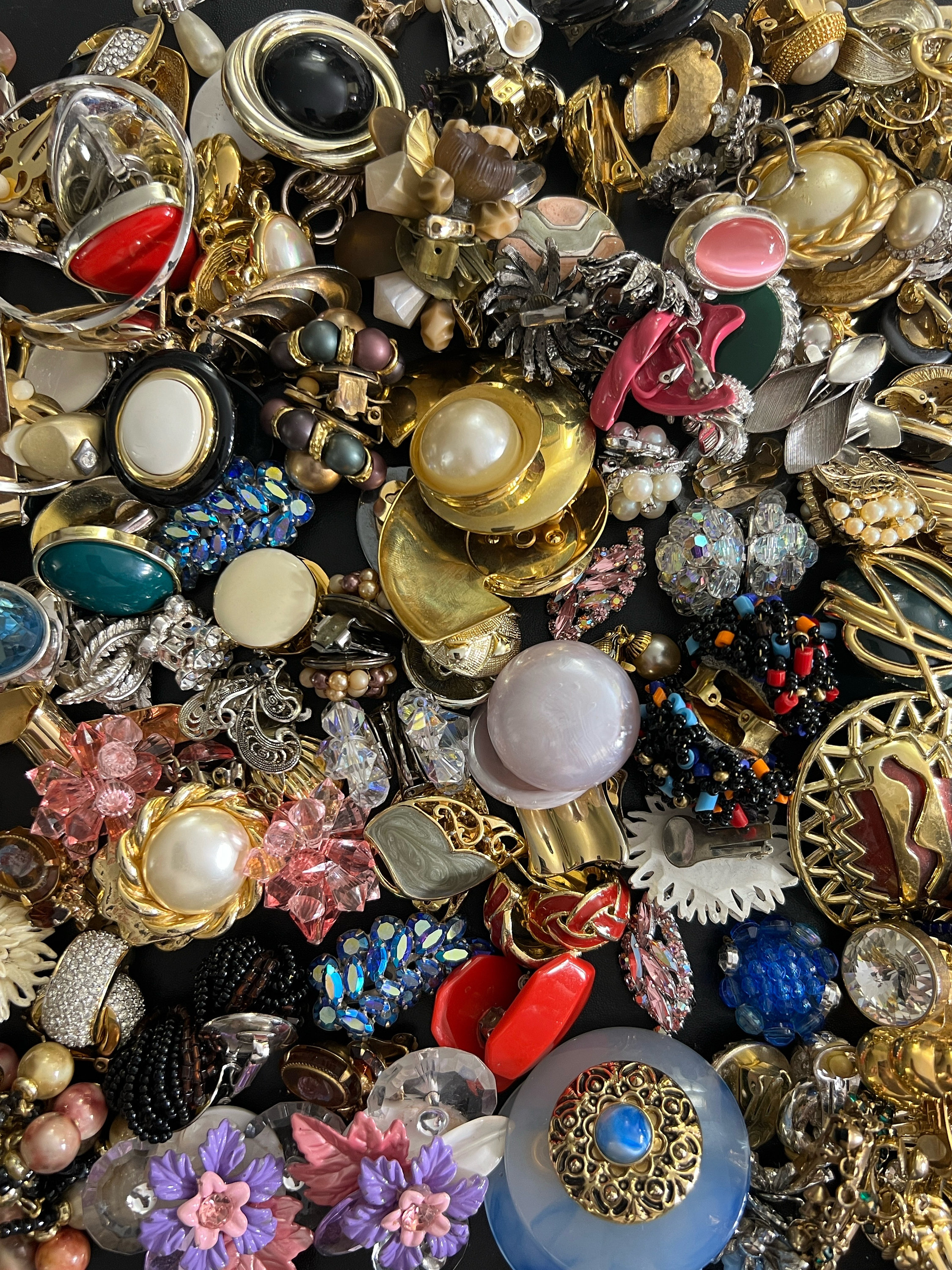12 Mystery Pairs of Vintage Clip on Earrings - Unpierced Earrings